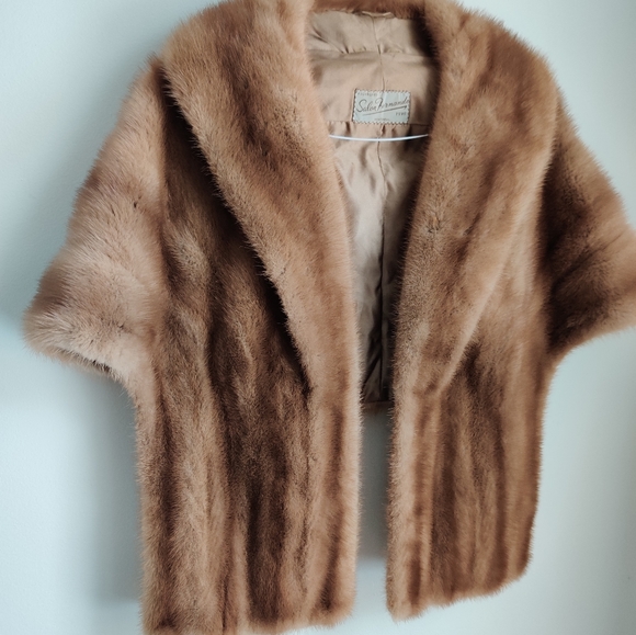 Vintage Genuine Mink Fur Stole Cape Blonde Sable by Salon Fernande Montreal - Picture 5 of 16